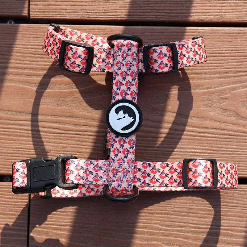 Custom Soft Safe Adjustable Plastic Neck Buckle Polyester Strap Webbing Heated Logo Harness Dog H Shape