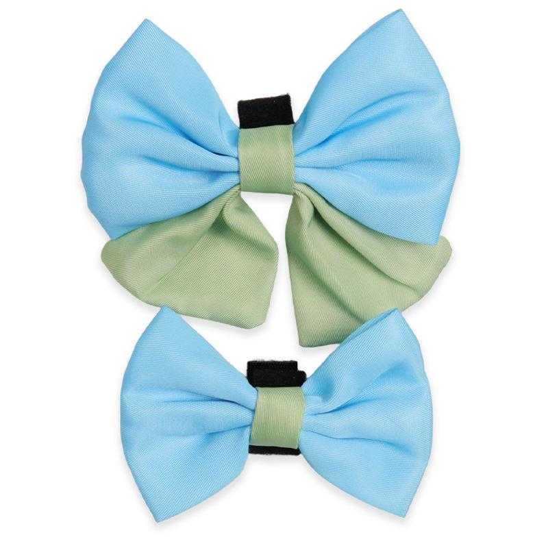 Custom Adjustable Solid Colored Neoprene Mesh Padded Collar And Leash Set Blue Light Dog Bow Tie Harness Low Moq