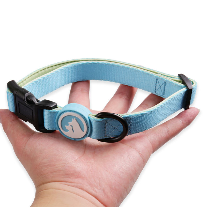 Custom Adjustable Solid Colored Neoprene Mesh Padded Collar And Leash Set Blue Light Dog Bow Tie Harness Low Moq
