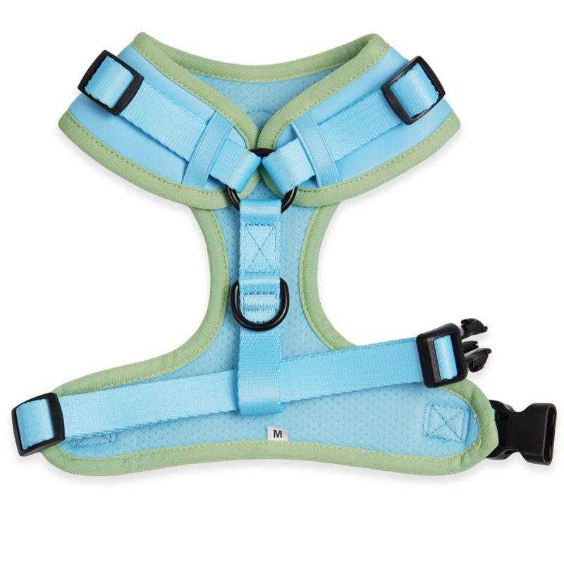Plain Solid Colored Blue Dog Harness Pet Products Har Collar With Customized Pattern Logo