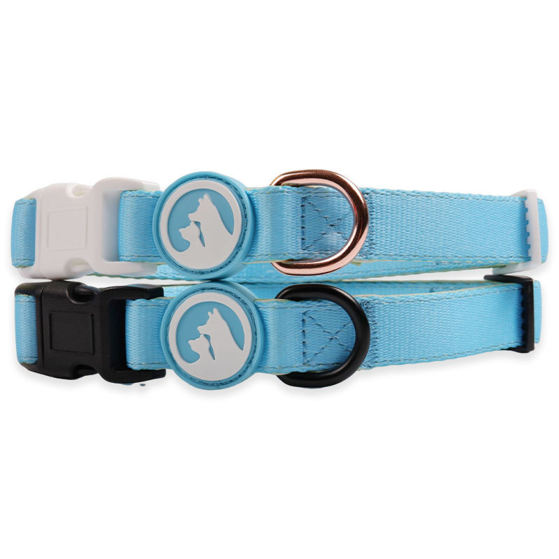 Plain Solid Colored Blue Dog Harness Pet Products Har Collar With Customized Pattern Logo