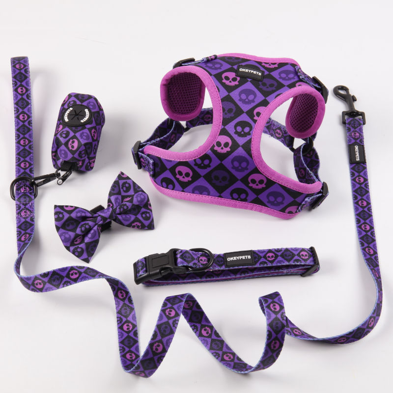 Personalised Neoprene Fabric Adjustable Luxury One Step In Quick Release Dog Harness Full Set