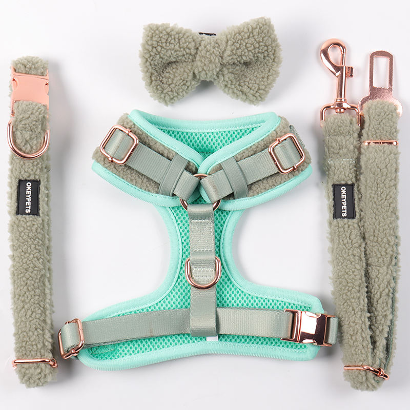 Custom Adjustable Small And Medium Breed Pet Suitable For Winter Warm Sherpa Sublimation Dog Pet Harness Soft