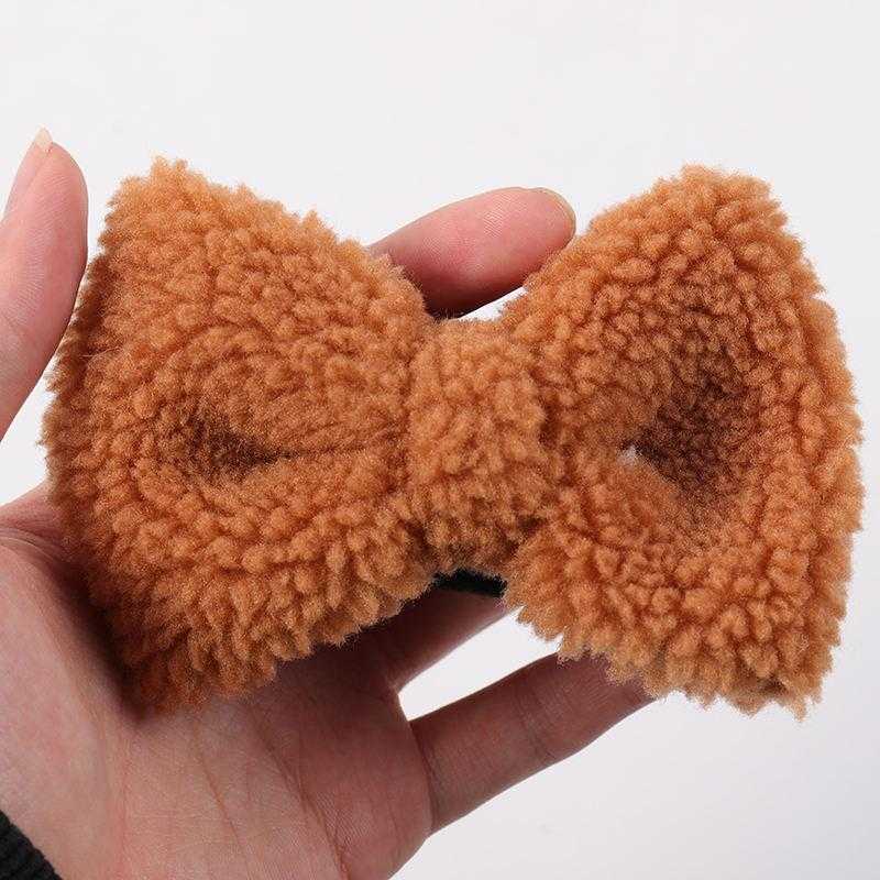 Custom Color Brown Pet Leash Lead Poop Bag Holder Dispenser Bow Tie Comfort Dog Harness Collar Sherpa Fabric