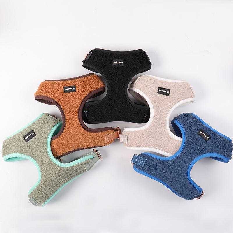Custom Sherpa No Pull Adjustable Dog Vest Harness With Poop Bag For Small Medium Puppy Dogs