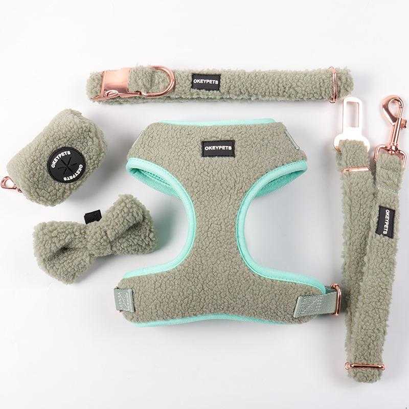 Custom Personalized New Style Solid Color Sherpa Winter Warm Thin Vest Best Adjustable Dog Harness And Collar