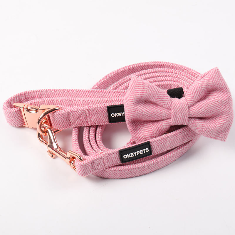 Personal Label Cute Xxs Adjustable Tweed Small Dog Collar Leash Harness Fashion Pet Harness Set For Cat And Dog