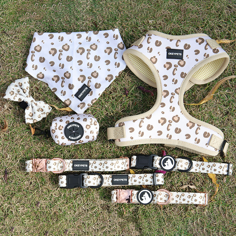 Oem/odm Flower Pattern Harness Pet Leash Dog Chest Neoprene Custom Logo Clip Dog Harness Set