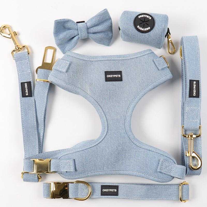 Luxury Dog Harness And Poop Bag Holder Dog Harness Vest And Leash For Small Dog