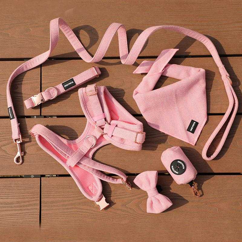 Plain Eco-friendly Cotton Dog Collar Leash And Har
