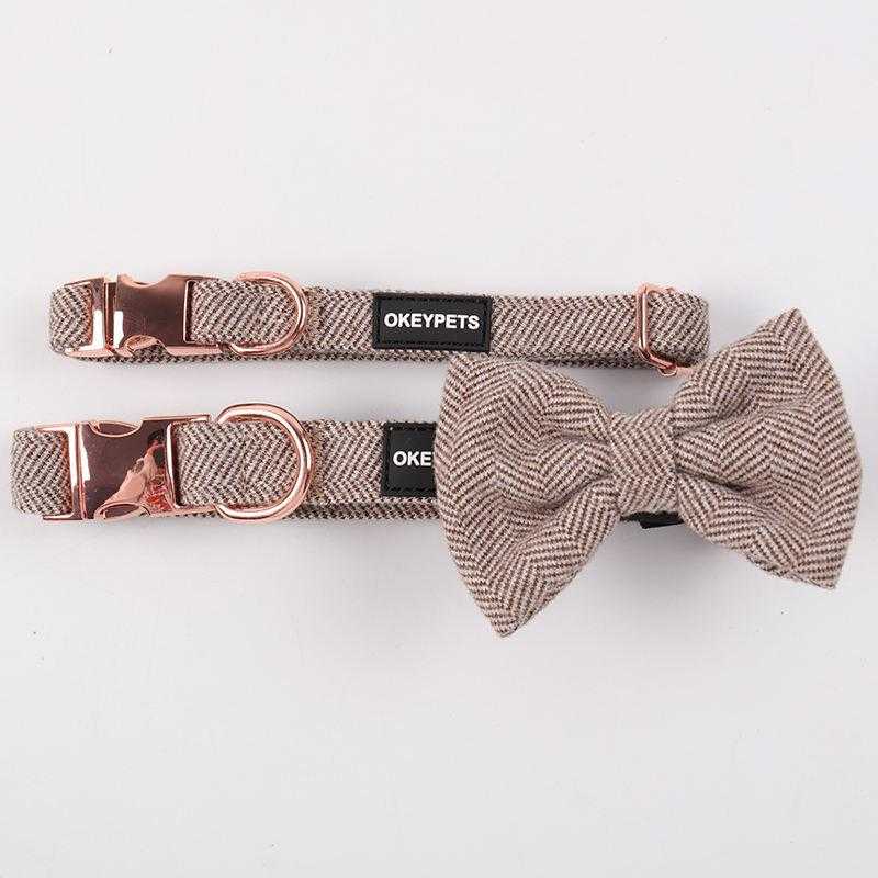 Private Label Luxury Fashion Herringbone Cotton Dog Harness Vest Leash Collar For Pet Dog Supplier