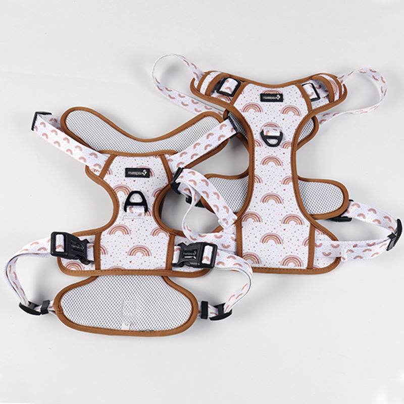 Custom Pattern Oxford Durable Medium Pet Big Dog Vest Anti Pull Design Brand Breathable Mesh Dog Harness