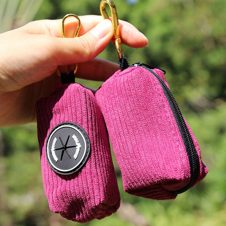 Outdoor Travel Eco-friendly Luxury Corduroy Fabric Durable Soft Lightweight Pet Dog Poop Bag Holder