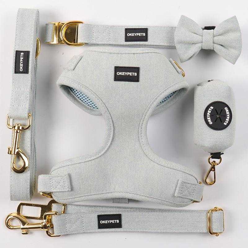 New Pet Supplies Puppy Dog Harness Custom Cute Dog Body Harness Personalized Adjustable Designer Denim Dog Harness