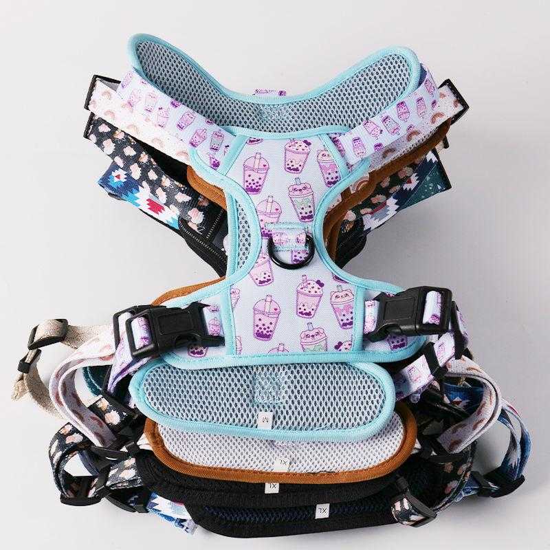 Reflective Pet Vest Set Nylon Oxford Front Clip Adjustable Sublimation Dog Harness Vest With Oem Custom Logo