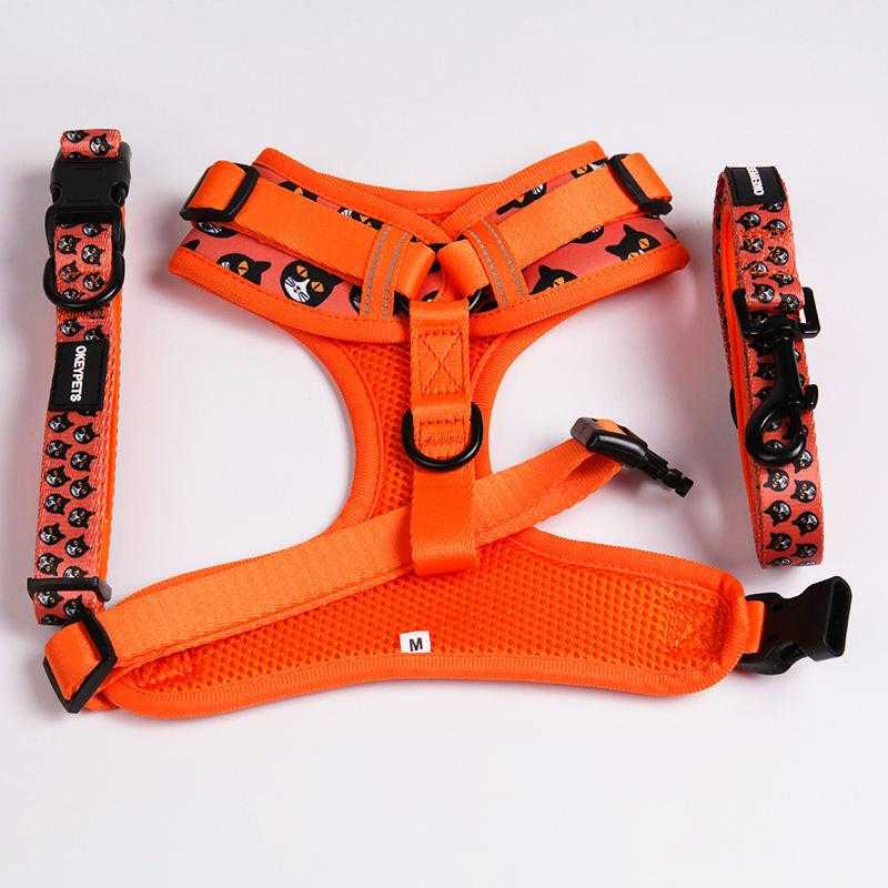 Personalized Logo No Pull Dog Harness Neoprene Designer Air Layer Padded Cat Dog Harness Set