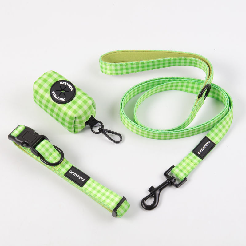 Adjustable Neoprene Designer Padded Customizable Sublimation Personalized Pet Dog Collar And Leash Harness Set