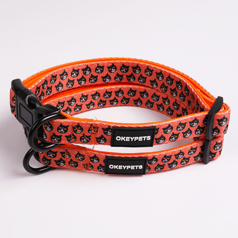 Best Quality Luxury Personalized Heat Transfer Printed Webbing Neoprene Padded Dog Collar Designer