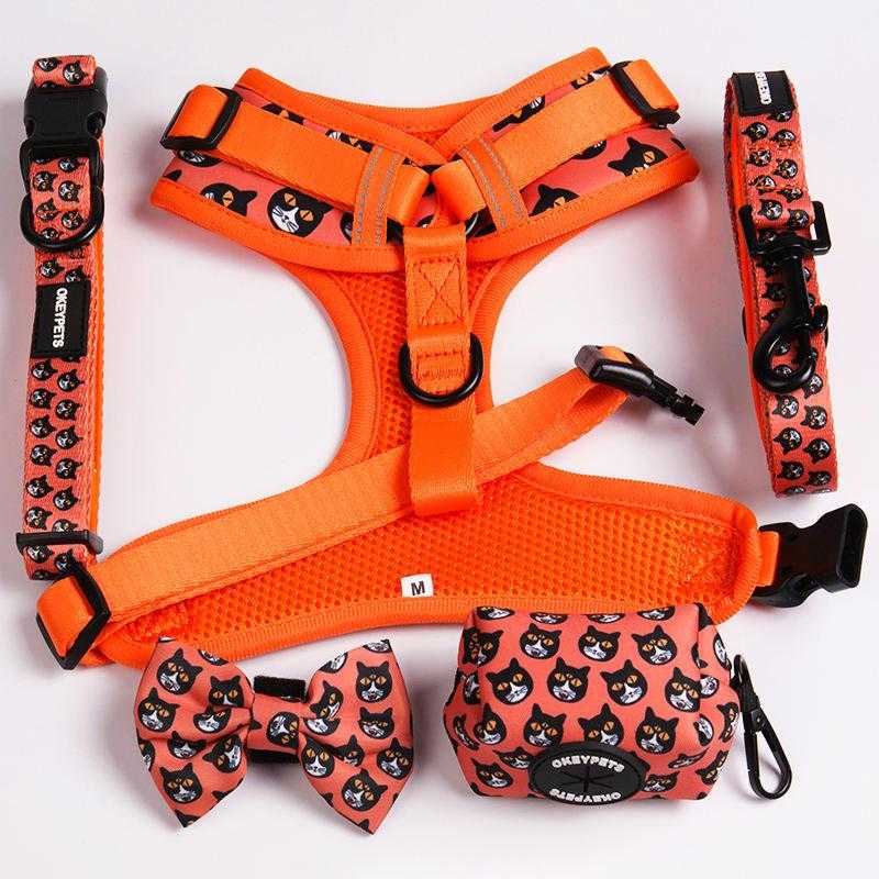 Dog Cat Harness Pet Walking Lead Harness Polyester Adjustable Reflective Breathable Mesh Dog Vest Harness