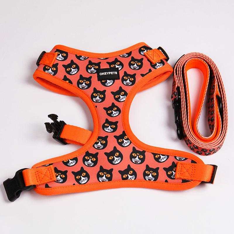 Dog Cat Harness Pet Walking Lead Harness Polyester Adjustable Reflective Breathable Mesh Dog Vest Harness