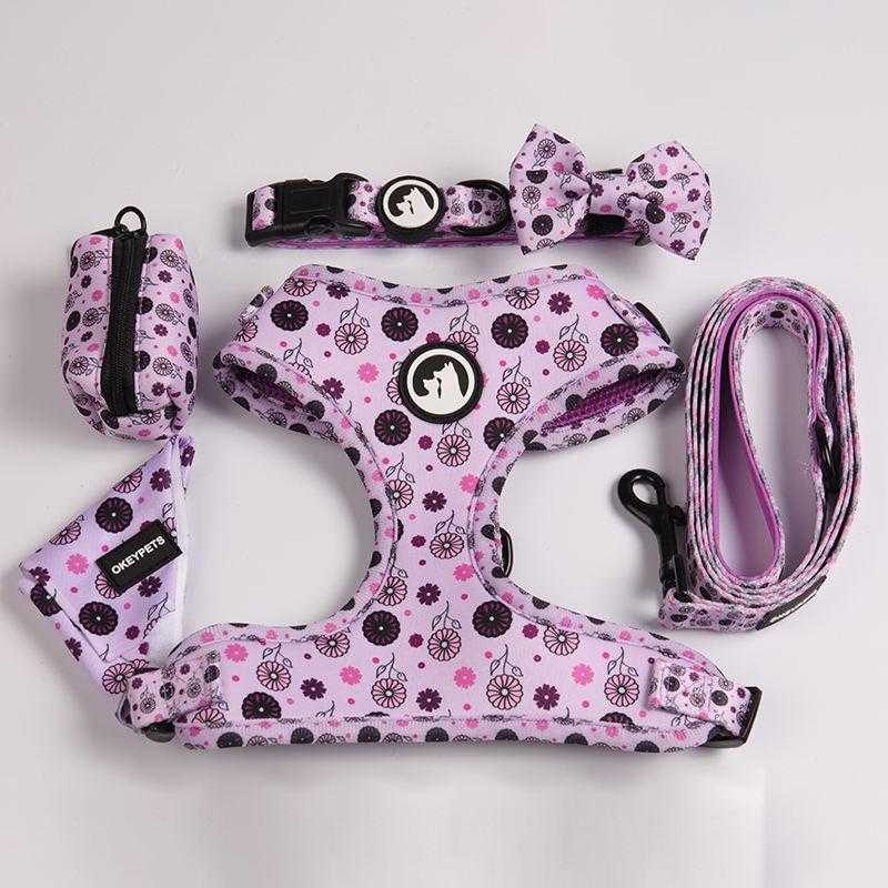 Designer Neoprene Dog Harness Set Pet Dog Best Pattern Puppy Pet Dog Harness Set