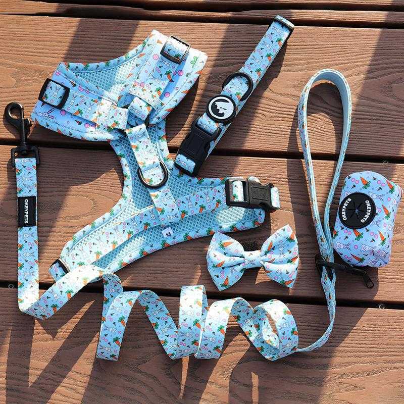 Wholesale Custom Logo Print Luxury Designer Dog Collar Running Soft Blue Dog Collars