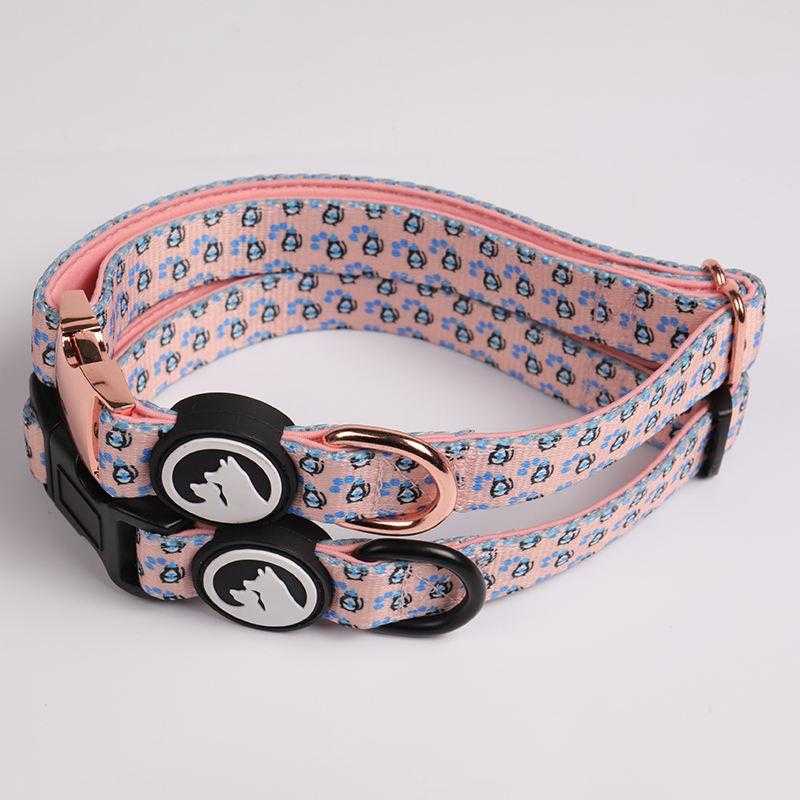 Wholesale Custom Logo Print Luxury Designer Dog Collar Running Soft Blue Dog Collars