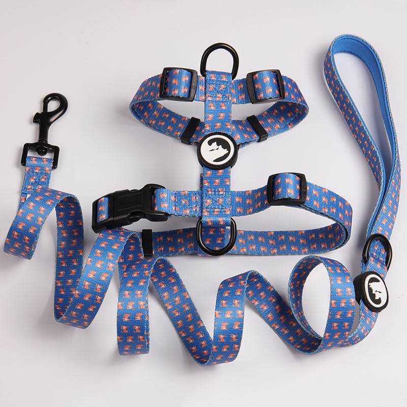 Reversible Quick Release Dog Leash Vest Padded Pattern Printed Cute Polyester Adjustable Pet Safety Belt Harness