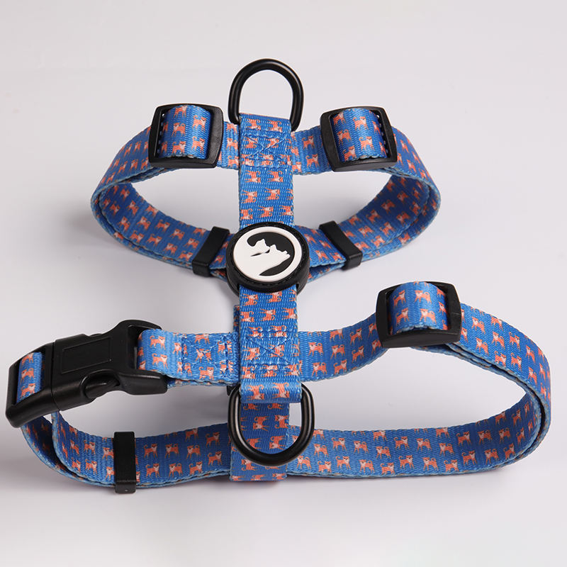 Reversible Quick Release Dog Leash Vest Padded Pattern Printed Cute Polyester Adjustable Pet Safety Belt Harness