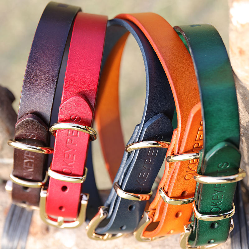 Adjustable Simple Style Stylish Oem Comfortable Personalize Pu Genuine Dog Leather Collar