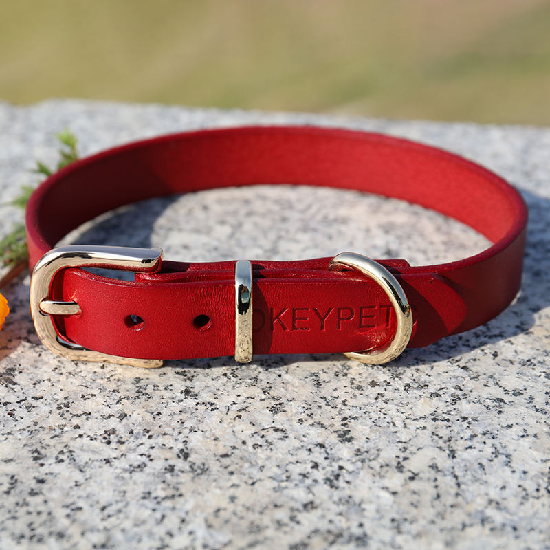 Genuine Leather Alloy Hardware D-ring Hand Stitched Dog Collar Premium Leather Dog Collar