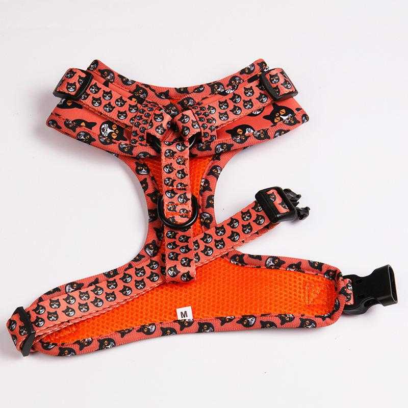 Rainbow Pattern Custom Logo Neoprene Padded Puppy Small Dog Harness Leash Collar Set