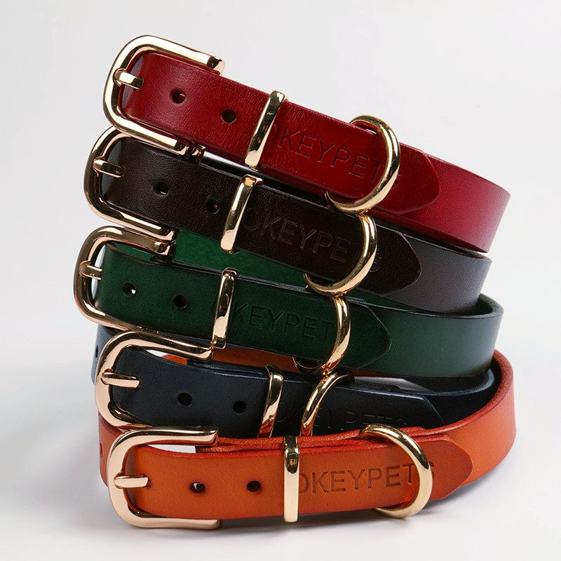 New Fashion Unique Leather Collar Solid Colors Adjustable Leather Dog Collar