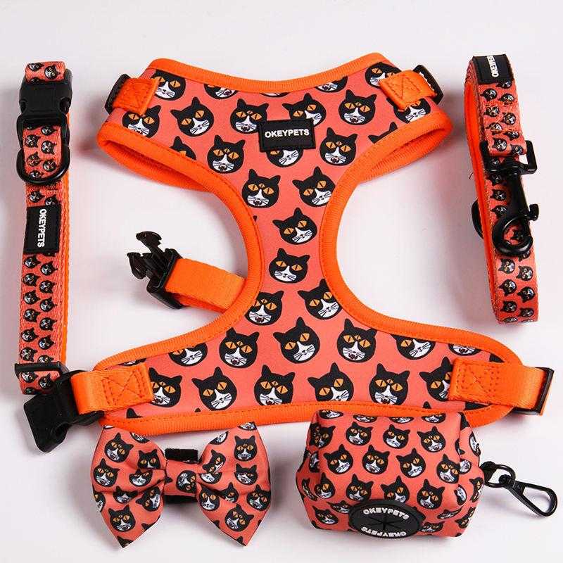 Luxury Custom Lightweight & Comfortable Polyester No-pull Durable Dog Harness Leash Collar Set