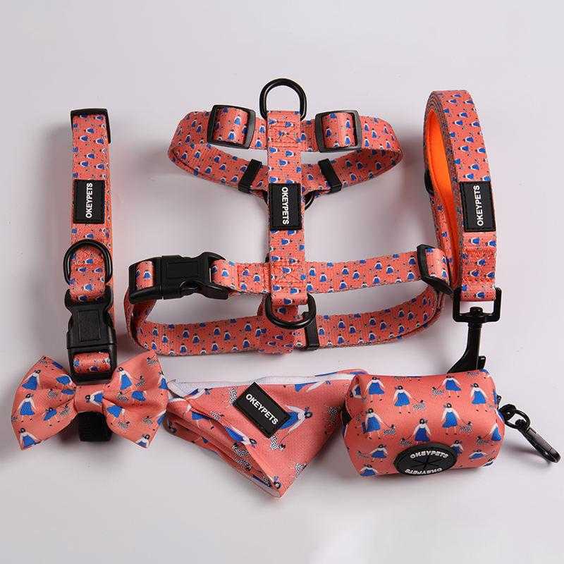 Luxury Custom Lightweight & Comfortable Polyester No-pull Durable Dog Harness Leash Collar Set