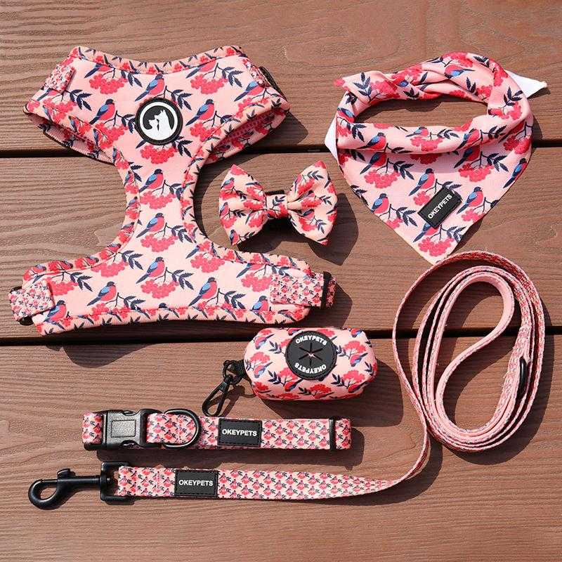 Custom Dog Harness Neoprene Comfortable Personalized Luxury Pet Harness Set With Collar Leash