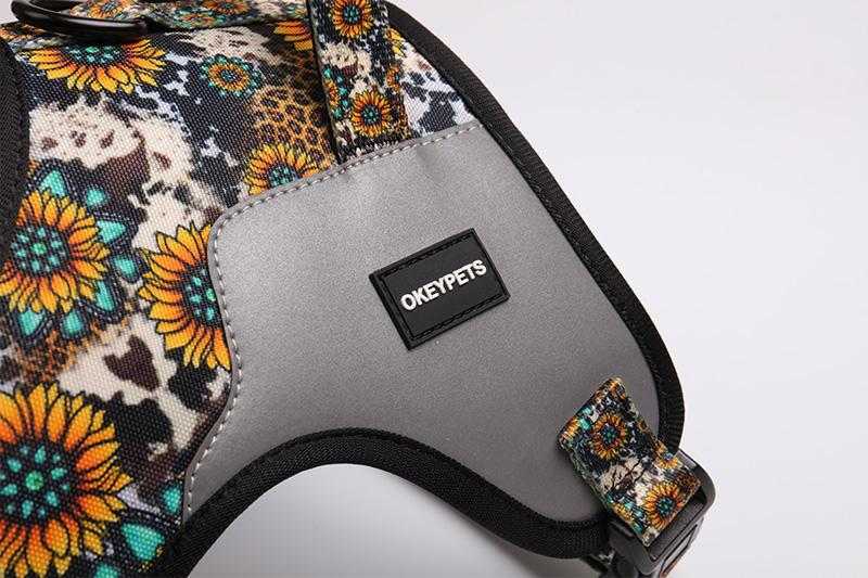 Oxford Fabric Adjustable Quick Release Reflective Service Dog Harness No Pull Pet Harness Vest With Handle