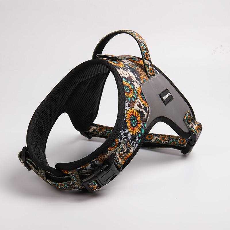 Oxford Fabric Adjustable Quick Release Reflective Service Dog Harness No Pull Pet Harness Vest With Handle