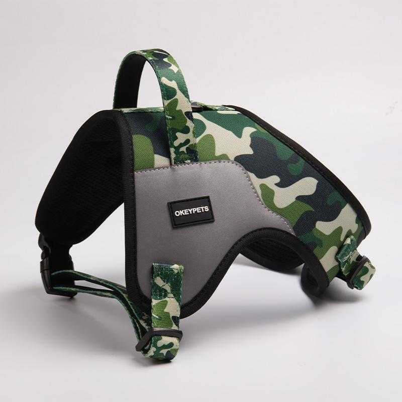 Oxford Fabric Adjustable Quick Release Reflective Service Dog Harness No Pull Pet Harness Vest With Handle