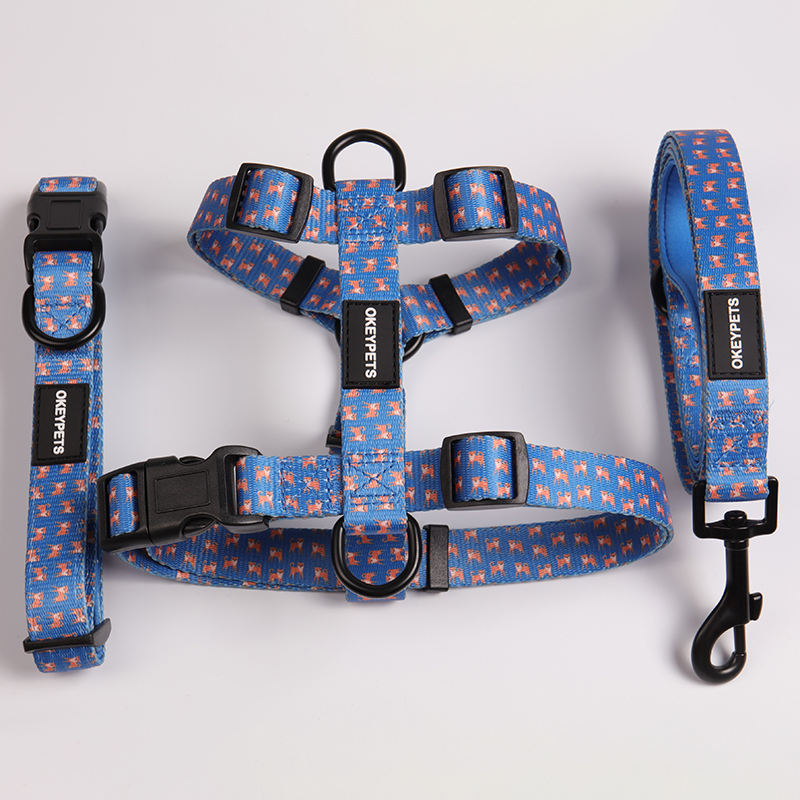 Wholesale Unique Colors Dog Soft Polyester Pattern Dogs And Cats H Shape Harness Vest For Pet Travel