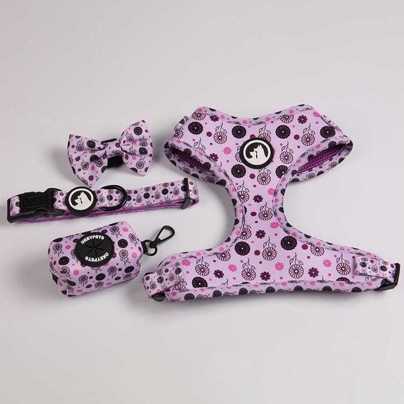 Oem & Odm Dog Accessories Dog Leash Collar Neoprene Comfortable Breathable Sublimation Dog Harness Set
