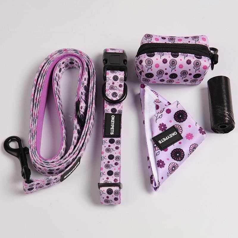 Oem & Odm Dog Accessories Dog Leash Collar Neoprene Comfortable Breathable Sublimation Dog Harness Set