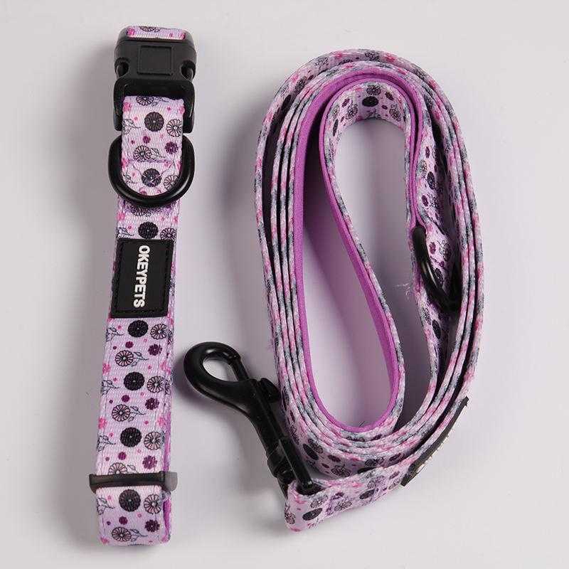 Oem & Odm Dog Accessories Dog Leash Collar Neoprene Comfortable Breathable Sublimation Dog Harness Set