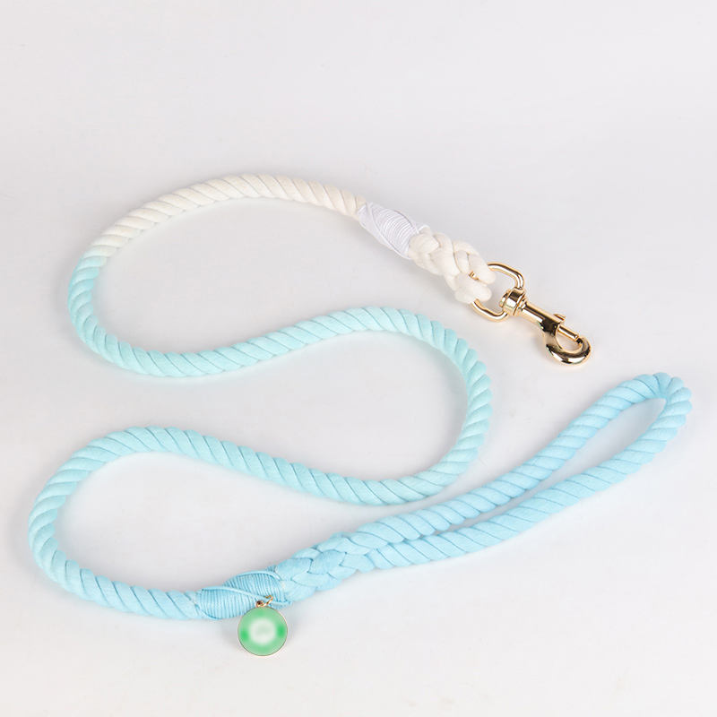 Luxury Heavy Duty Strong Durable Multi-colored Ombre Braided Cotton Hand Made Pet Dog Rope Leash