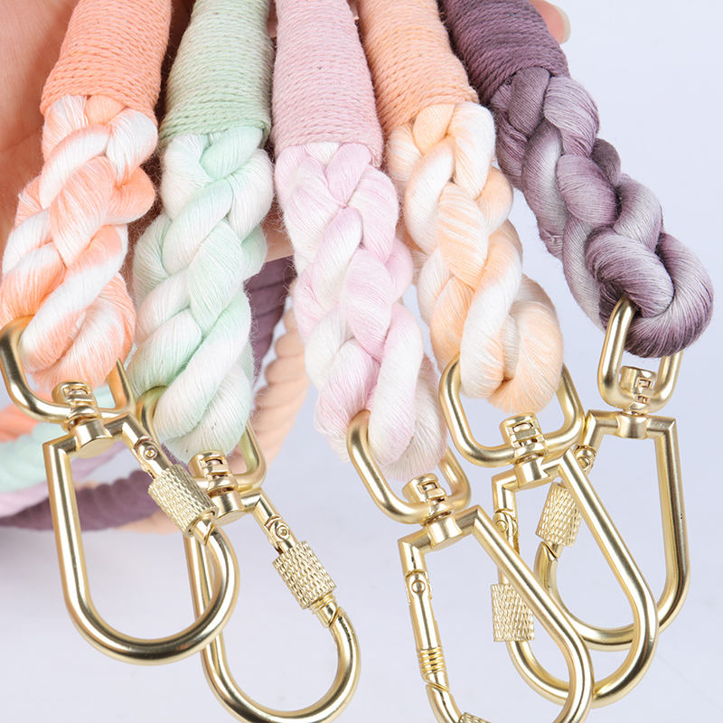 Luxury Heavy Duty Strong Durable Multi-colored Ombre Braided Cotton Hand Made Pet Dog Rope Leash