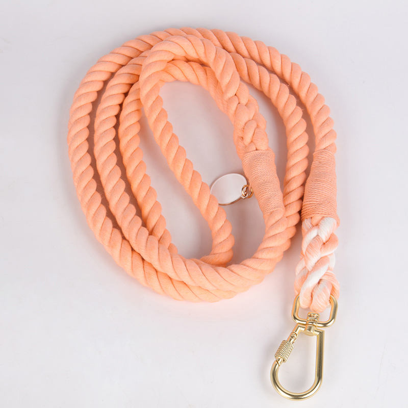 High Quality Luxury Fashion Hand Made Solid Colorful Rope Gradient Pet Lead Ombre Cotton Rope Dog Leash