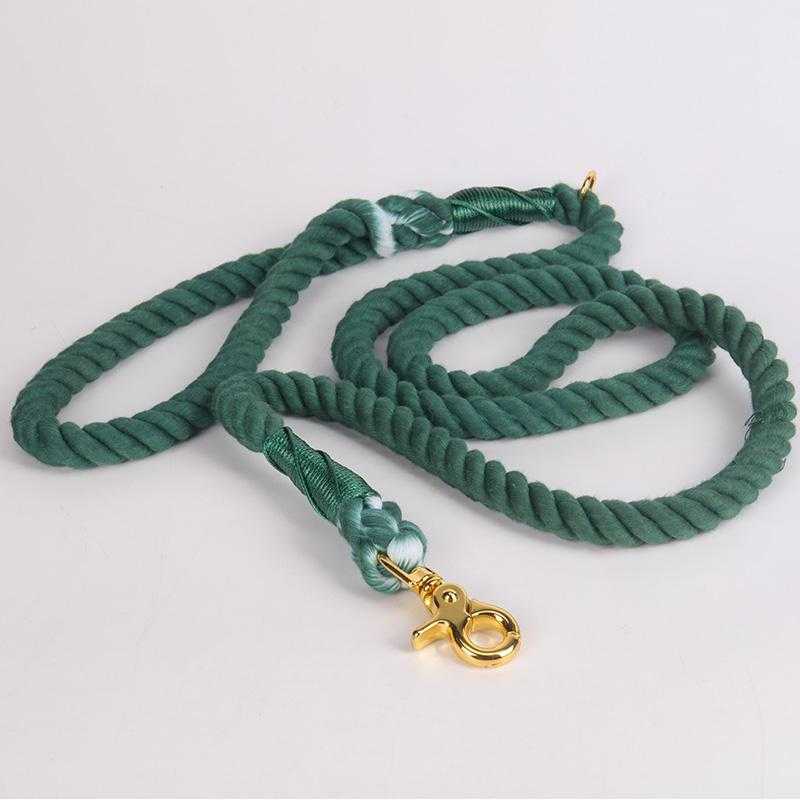 Dogs Leads Custom Leash Green Cotton Dog Rope Training Lead Leash With Customised Color