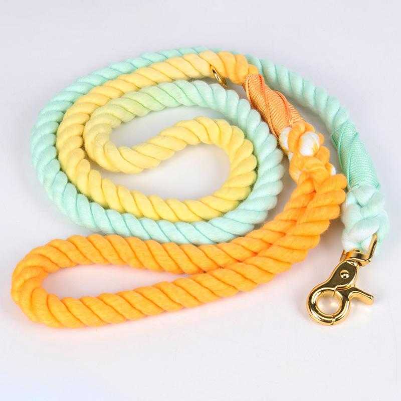 Dogs Leads Custom Leash Green Cotton Dog Rope Training Lead Leash With Customised Color