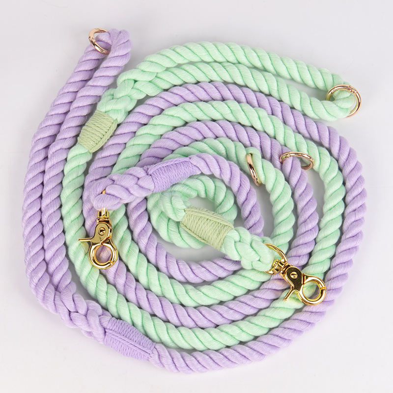 Dogs Leads Custom Leash Green Cotton Dog Rope Training Lead Leash With Customised Color
