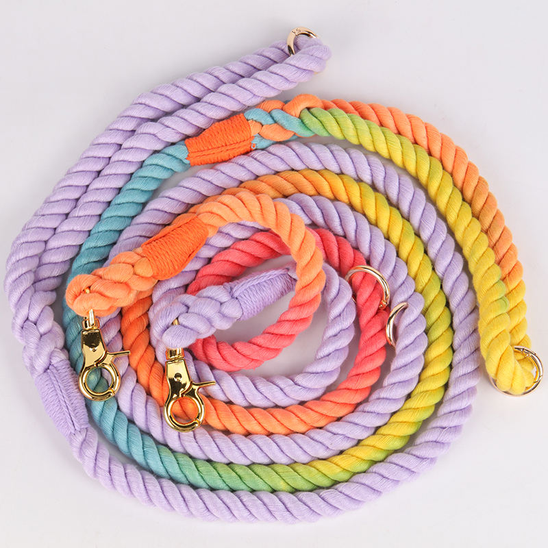 Hand Made 100% Cotton Luxury High Quality Leashes Dog Custom Printed Private Label Pet Dog Lead Leashes